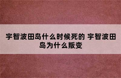 宇智波田岛什么时候死的 宇智波田岛为什么叛变